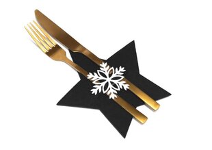 Ziemassvētku galda piederumu vāciņš 6 gab Star Black цена и информация | Рождественские украшения | 220.lv
