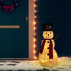 vidaXL dekoratīva Ziemassvētku sniegavīra figūra ar LED, audums, 60 cm cena un informācija | Svētku dekorācijas | 220.lv