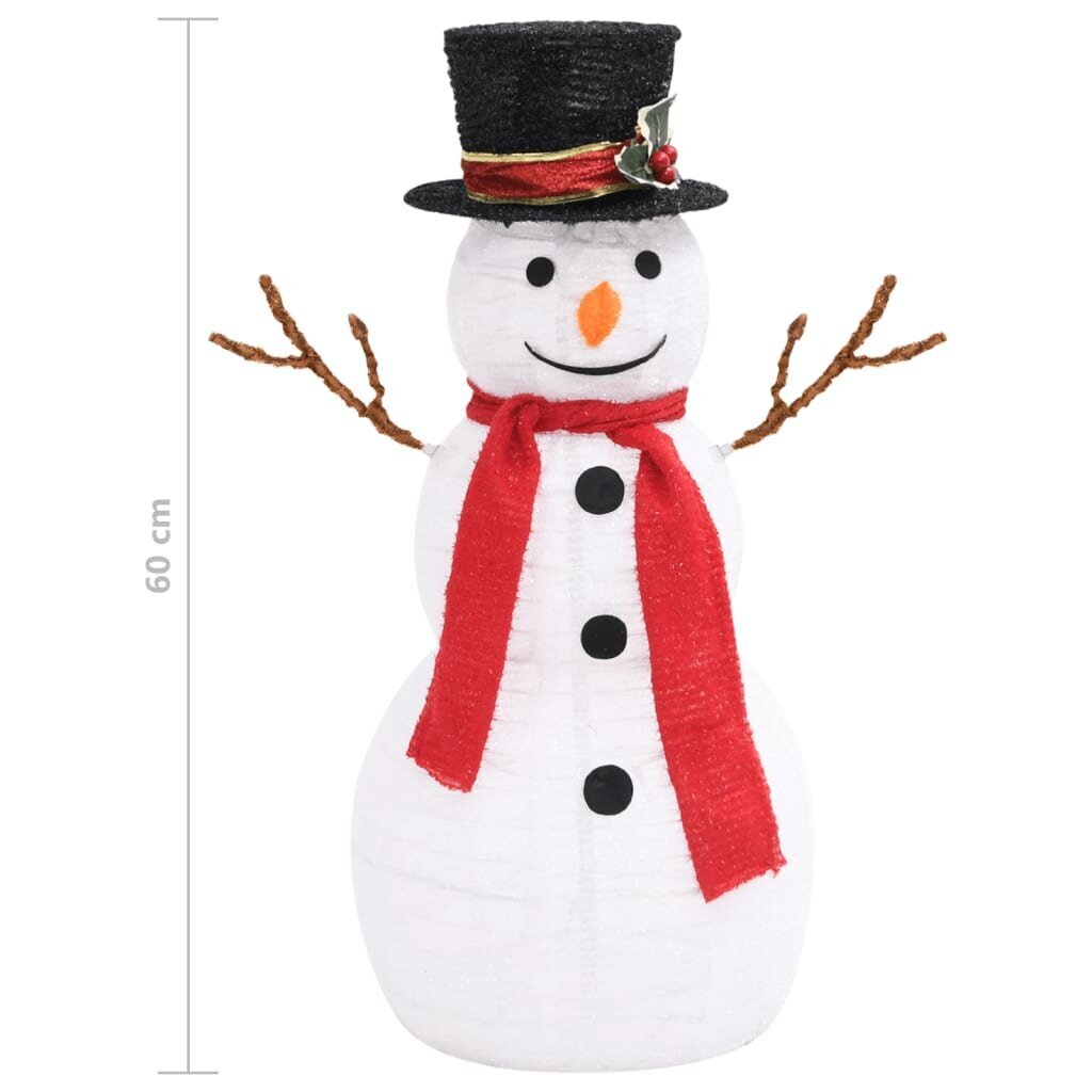 vidaXL dekoratīva Ziemassvētku sniegavīra figūra ar LED, audums, 60 cm цена и информация | Svētku dekorācijas | 220.lv
