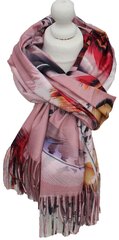 Женский шарф с орнаментом из перьев, розовый цена и информация | Женские шарфы, платки | 220.lv
