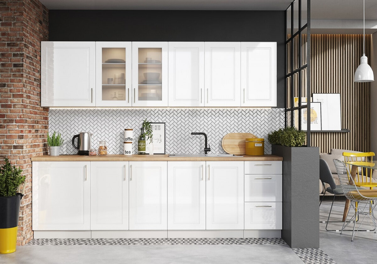 Virtuves skapītis trauku mazgājamai mašīnai Natalia White Gloss, balts cena un informācija | Virtuves skapīši | 220.lv