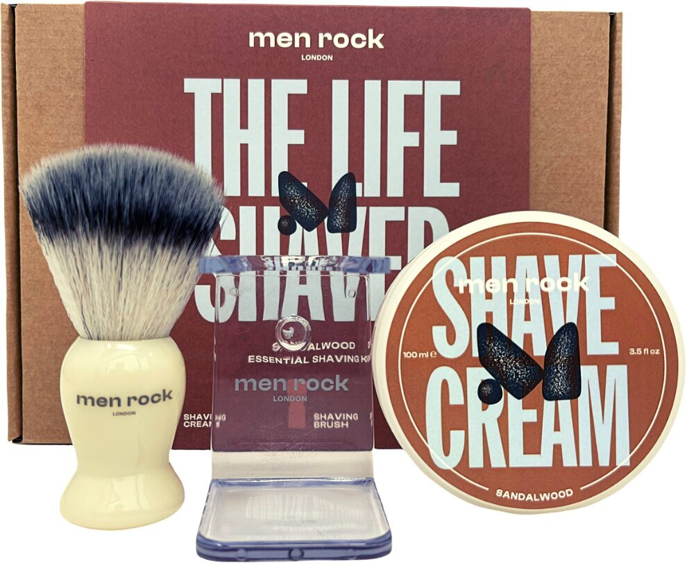 Skūšanās produktu komplekts Men Rock The Life Shaver Sandalwood Essential Shaving Kit cena un informācija | Skūšanās piederumi, kosmētika | 220.lv