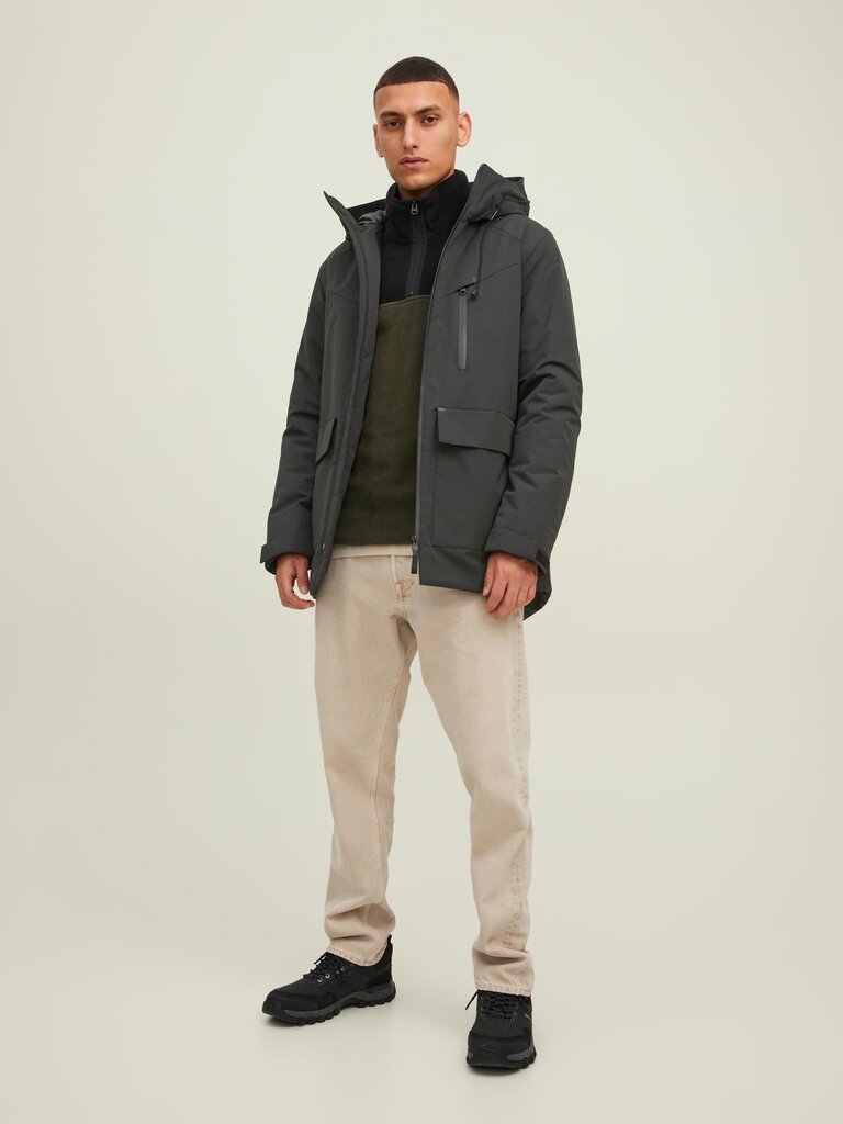 Jack & Jones vīriešu parka 120g 12216910*01, melns 5715309589365 cena un informācija | Vīriešu virsjakas | 220.lv