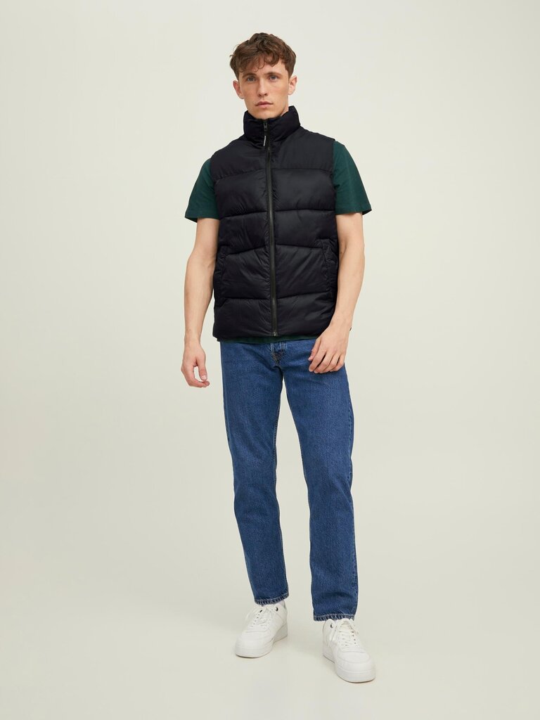 JACK & JONES vīriešu veste 12212221*01, melns 5715310463692 cena un informācija | Vīriešu vestes | 220.lv