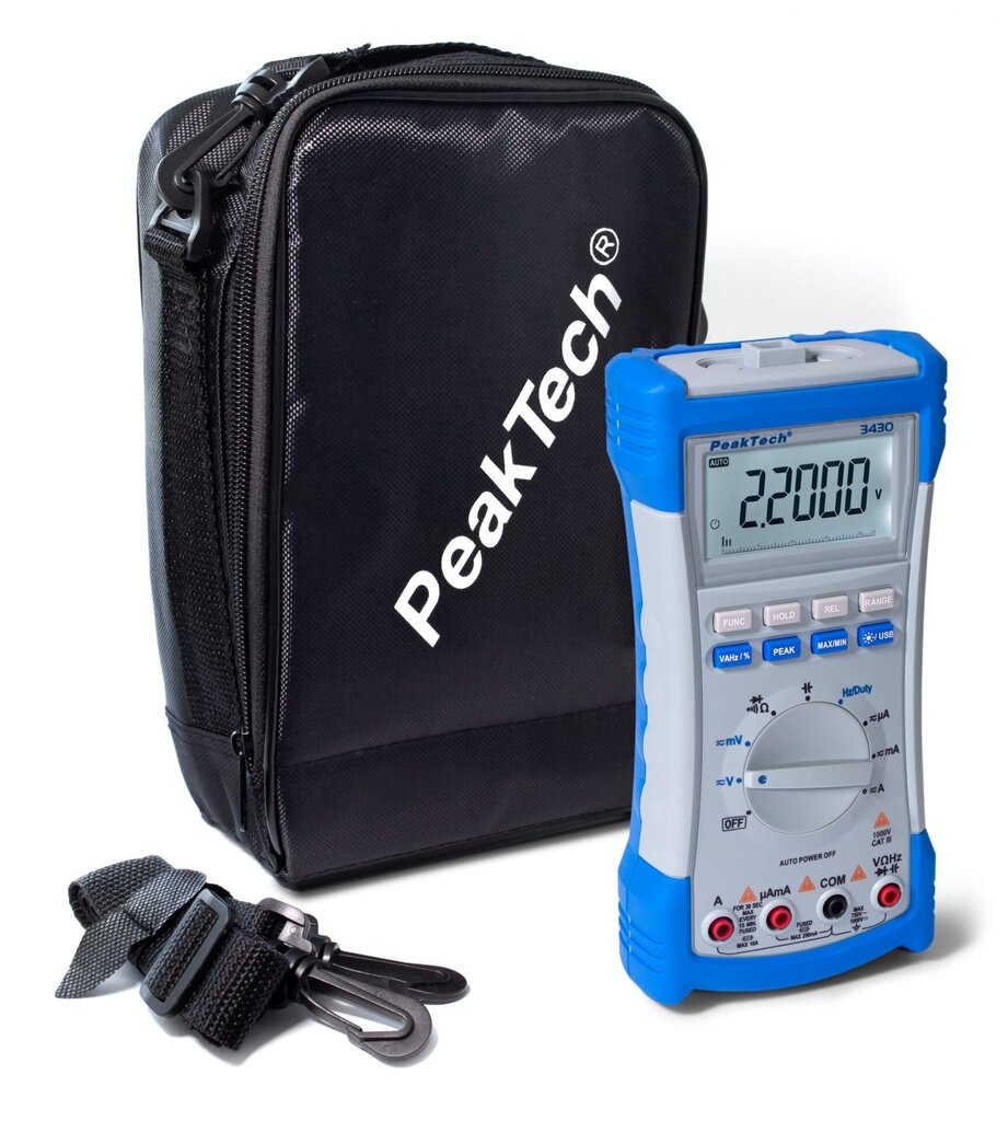 Digitālais multimetrs PeakTech® P 3430, numurs 20 000, TrueRMS &USB cena un informācija | Rokas instrumenti | 220.lv