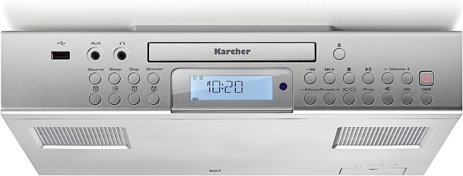 Karcher RA 2050 Unterbauradio (FM Radio, CD Player, USB, USB lādētājs, atpakaļskaitīšanas taimeris, tālvadības pults) Sudrabs cena un informācija | Radioaparāti, modinātājpulksteņi | 220.lv