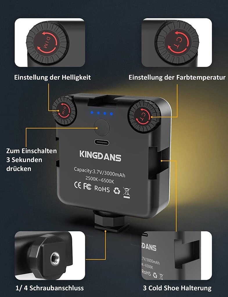 KINGDANS ALD81 LED kameras lampa cena un informācija | Aksesuāri videokamerām | 220.lv