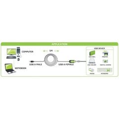 Удлинитель USB-кабеля Techly, активный USB 2.0 AA M/F 5м, чёрный цена и информация | Кабели и провода | 220.lv