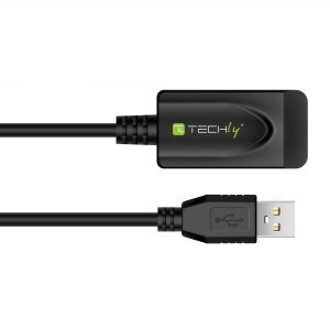 USB kabeļa pagarinātājs Techly, aktīvais USB 2.0 A-A M/F 5 m, melns cena un informācija | Kabeļi un vadi | 220.lv
