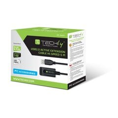 USB kabeļa pagarinātājs Techly, aktīvais USB 2.0 A-A M/F 5 m, melns цена и информация | Кабели и провода | 220.lv