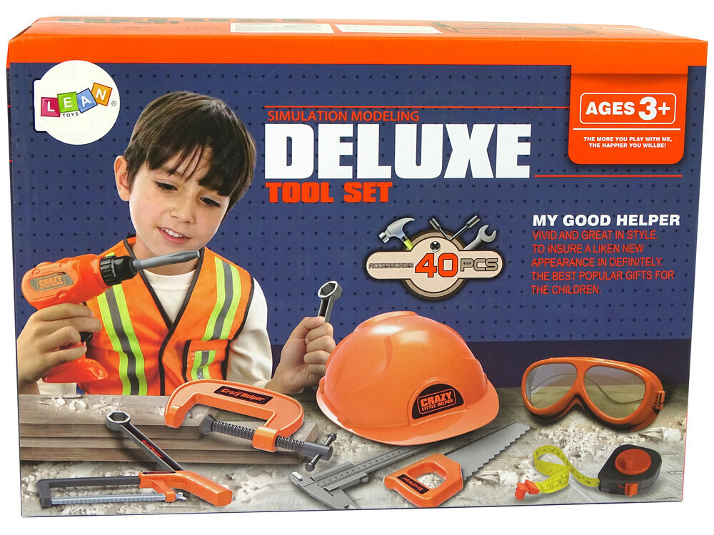 Rotaļu celtniecības instrumentu komplekts zēniem Lean Toys, oranžs cena un informācija | Rotaļlietas zēniem | 220.lv