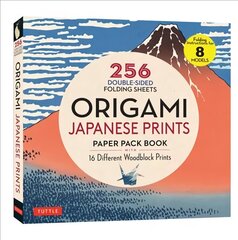 Origami Japanese Prints Paper Pack Book: 256 Double-Sided Folding Sheets with 16 Different Japanese Woodblock Prints with solid colors on the back (Includes Instructions for 8 Models) cena un informācija | Grāmatas par veselīgu dzīvesveidu un uzturu | 220.lv