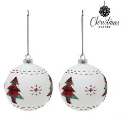 Eglītes rotājumi Christmas Planet 1860 8 cm (2 gab.) Stikla, balti цена и информация | Елочные игрушки | 220.lv