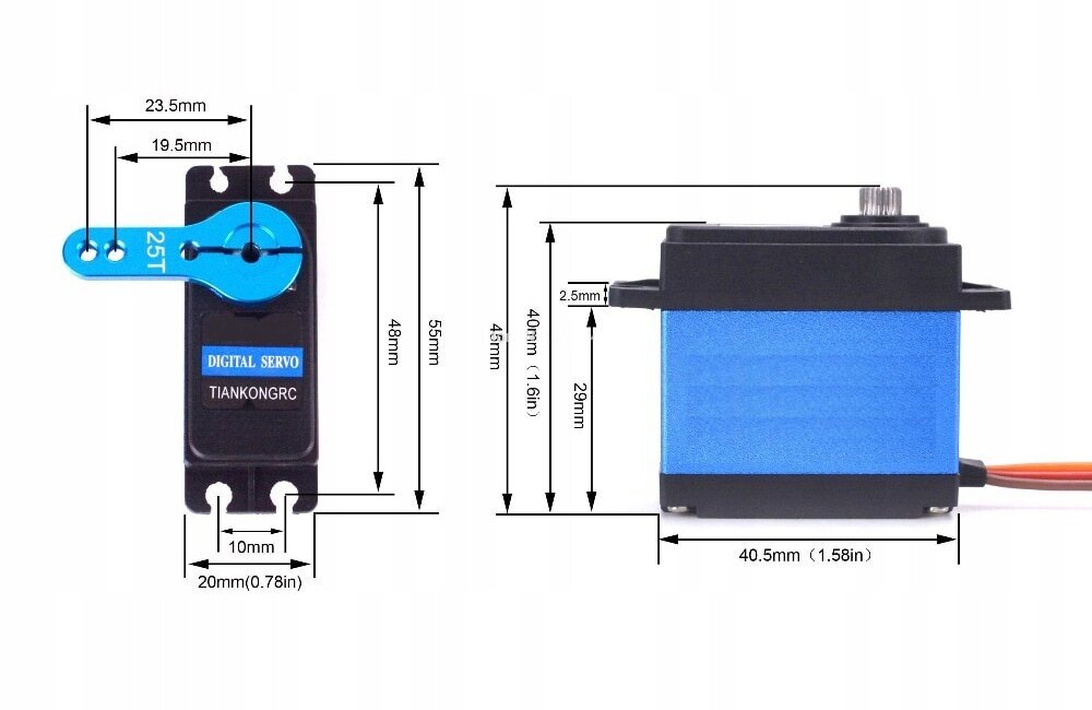 Servo motors 6620MG 65 g (20 kg / 0,16 sek), ūdens izturīgs cena un informācija | Smart ierīces un piederumi | 220.lv