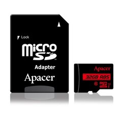 "apacer secure digital card v10, 32gb, micro sdhc, ap32gmcsh10u5-r, uhs-i u1 (class 10), с адаптером цена и информация | Карты памяти для фотоаппаратов | 220.lv