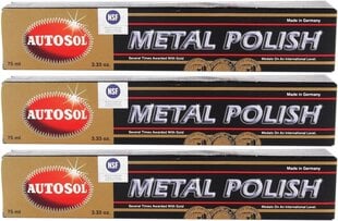 Autosol MetalPolish Alu metāla hroma poļu pulvera pulvera cēlu hroma spīdums 3x 75ml cena un informācija | Auto ķīmija | 220.lv