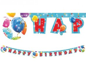 Гирлянда из бумаги Sparkilng Balloons "Happy Birthday", 200 x 16 см 88155 цена и информация | Праздничные декорации | 220.lv