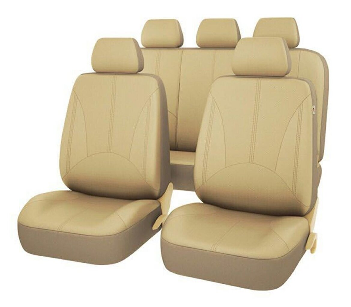 Auto sēdekļa pārvalku komplekts, krēmkrāsas eko āda cena un informācija | Auto sēdekļu pārvalki | 220.lv