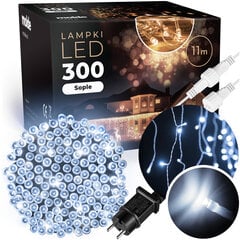 300 LED Ziemassvētku vītne "Lāstekas", 11m. , auksta gaisma цена и информация | Гирлянды | 220.lv