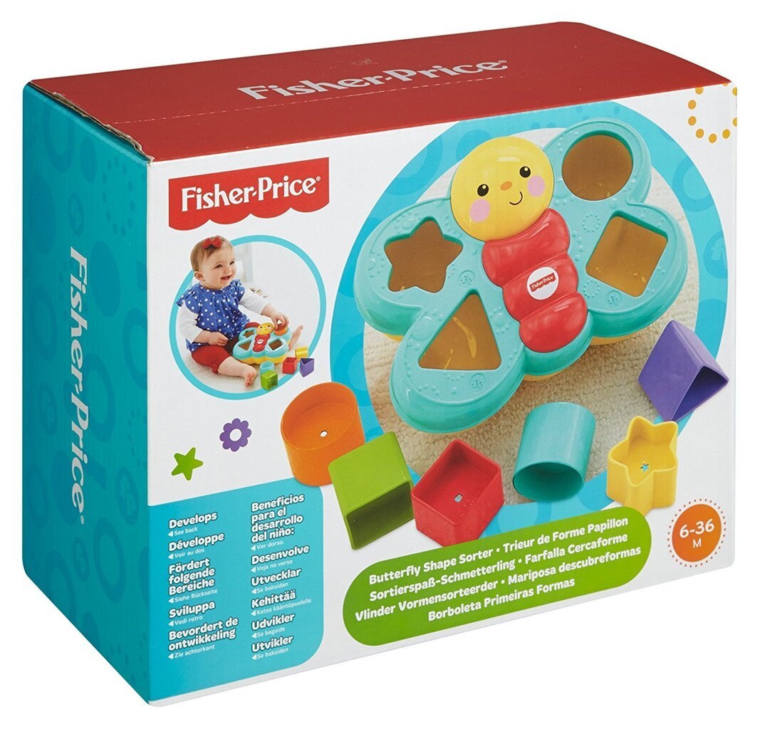 Formu šķirotājs - Fisher Price tauriņš, CDC22 цена и информация | Rotaļlietas zīdaiņiem | 220.lv