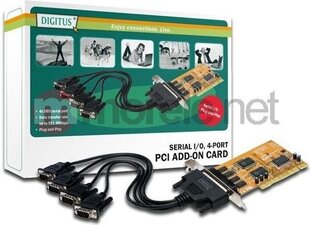Digitus Serial interface card - 4 ports, PCI цена и информация | Контроллеры | 220.lv