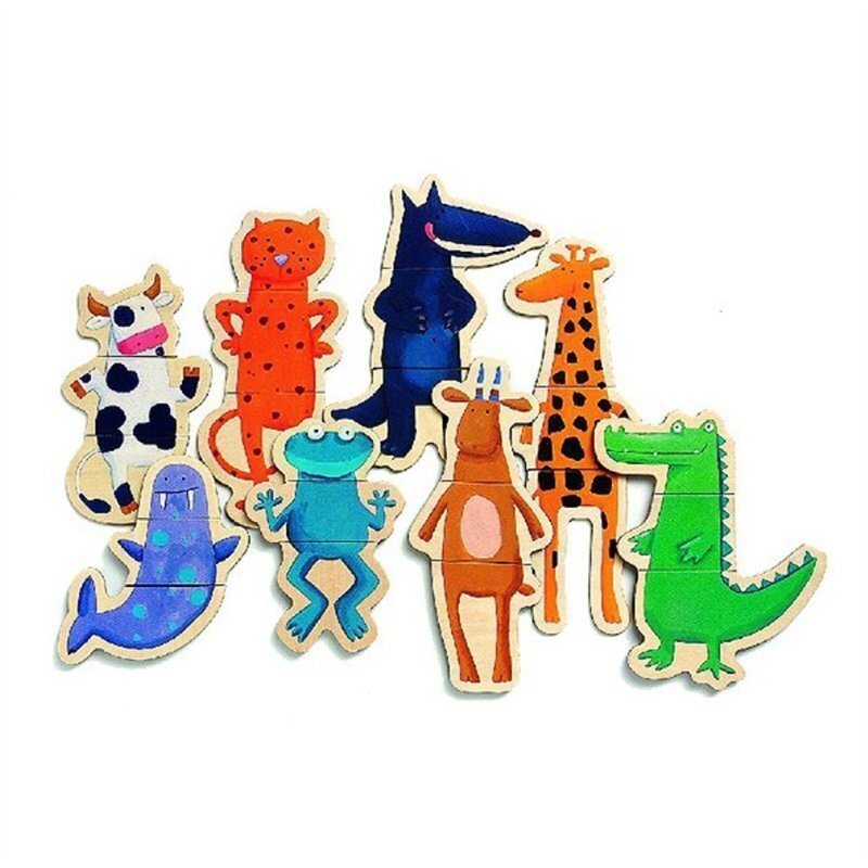 Koka magnētiskā puzle Trakie dzīvnieki Djeco, DJ03111 цена и информация | Rotaļlietas zīdaiņiem | 220.lv