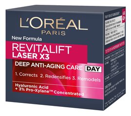 Dienas sejas krēms pret novecošanās pazīmēm L'Oreal Paris Revitalift Laser X3 50 ml cena un informācija | Sejas krēmi | 220.lv
