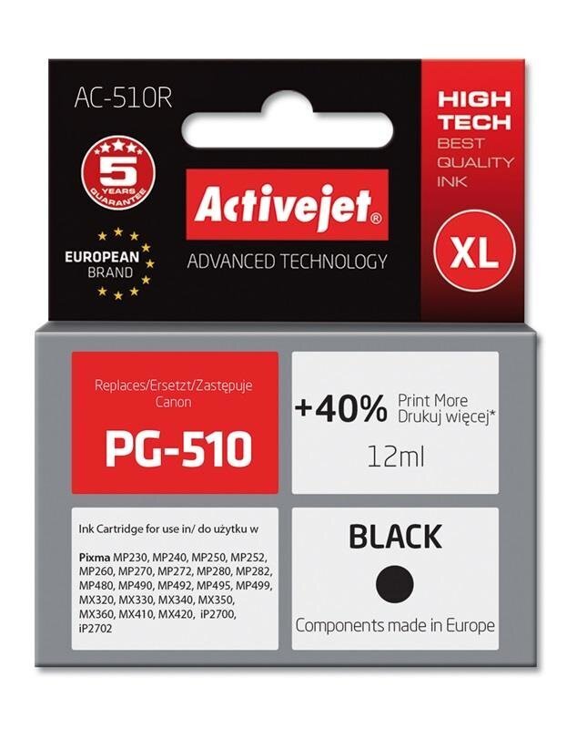 ActiveJet AC-510R (Canon PG-510), melns цена и информация | Tintes kārtridži | 220.lv