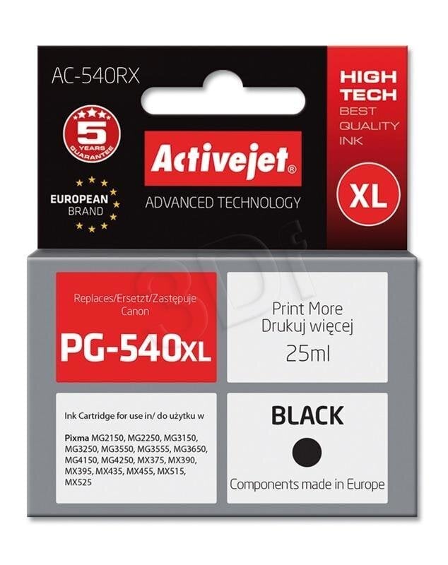 ActiveJet ink AC-540RX Canon PG-540XL Black цена и информация | Tintes kārtridži | 220.lv