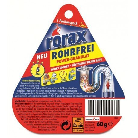 Drenāžas granulas RORAX, 60 g cena un informācija | Tīrīšanas līdzekļi | 220.lv