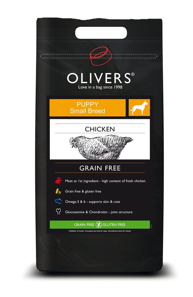 Olivers bezgraudu barība kucēniem ar mājputnu gaļu Puppy Start Grain Free S, 4 kg цена и информация | Sausā barība suņiem | 220.lv