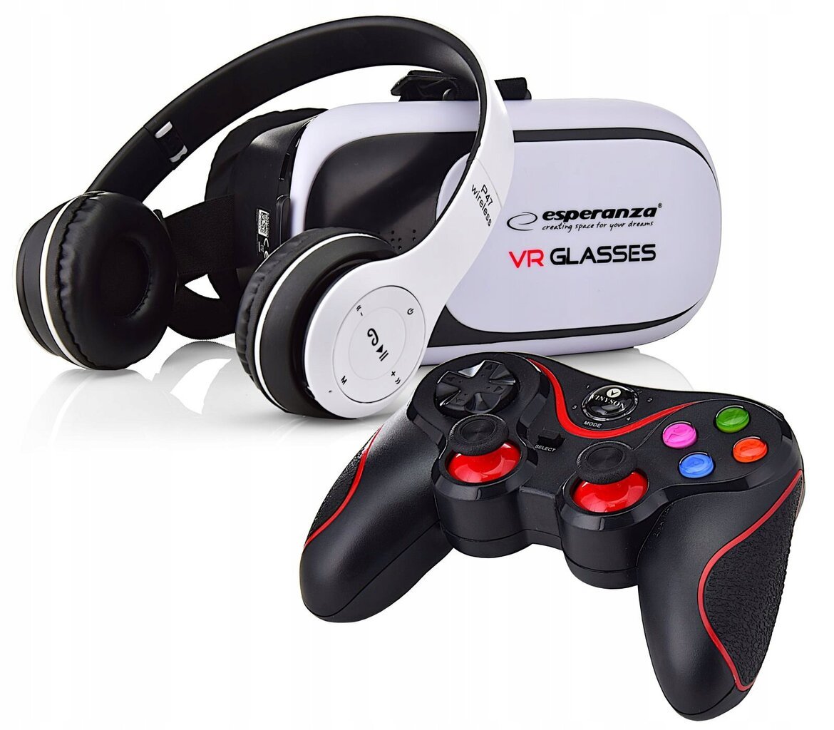 Virtuālās realitātes 3D brilles + bezvadu Bluetooth 5.0 austiņas + VR spēļu panelis cena un informācija | VR brilles | 220.lv