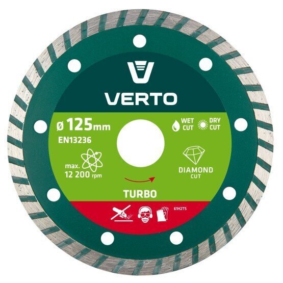 Verto 125x22.2 mm turbo dimanta disks - 61H2T5 цена и информация | Slīpmašīnas | 220.lv