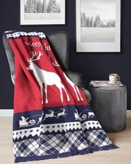 Рождественское хлопково-акриловое одеяло с северными оленями с надписью, 150х200 см. цена и информация | Покрывала, пледы | 220.lv