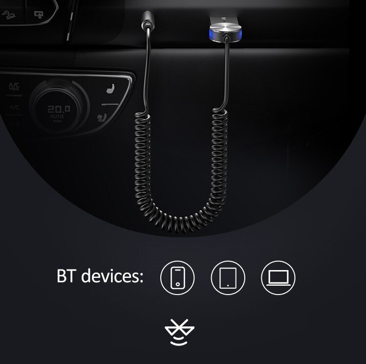 Bluetooth 5.0 audio adapteris - USAMS SJ464 AUX(3.5), melns cena un informācija | Bezvadu garnitūra | 220.lv