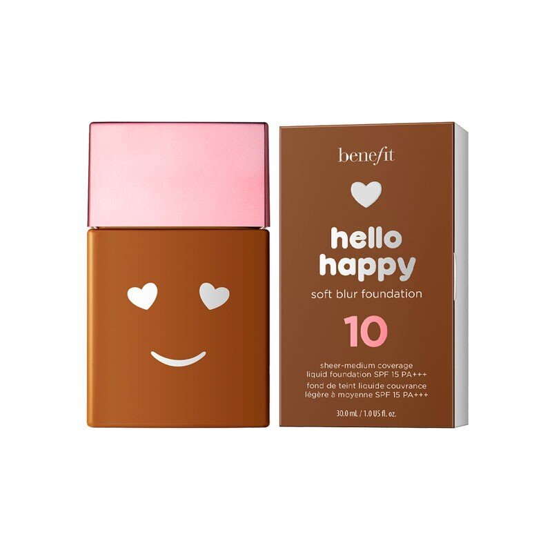 Matēts šķidrais grima pamats Benefit Hello Happy Soft Blur Foundation SPF 15, 10 Deep Warm, 30 ml cena un informācija | Grima bāzes, tonālie krēmi, pūderi | 220.lv