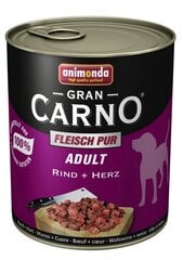 Konservi suņiem GranCarno adult ar liellopu gaļu un sirdi, 800 g cena un informācija | Konservi suņiem | 220.lv