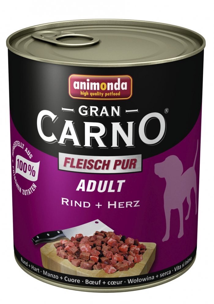 Konservi suņiem GranCarno adult ar liellopu gaļu un sirdi, 800 g цена и информация | Konservi suņiem | 220.lv