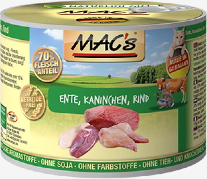 Konservi kaķiem Mac's Duck, Rabbit, Beef 200 g cena un informācija | Konservi kaķiem | 220.lv