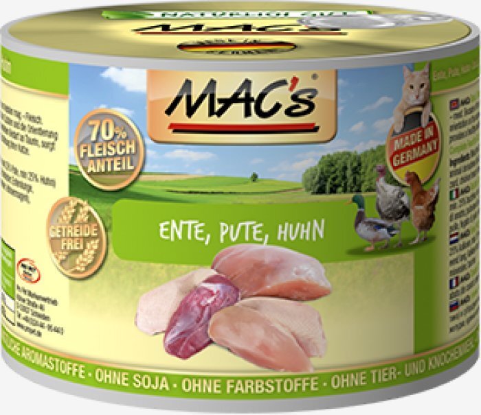 Konservi kaķiem Mac's Duck, Turkey, Chicken 400 g cena un informācija | Konservi kaķiem | 220.lv