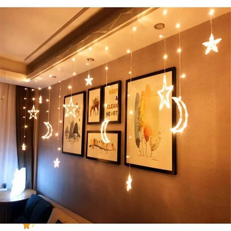 Lāstekas tipa LED gaismas ar dekorācijām (Ziemassvētku LED aizkaru gaismas/lampas) 3,5m +3m cena un informācija | Ziemassvētku lampiņas, LED virtenes | 220.lv