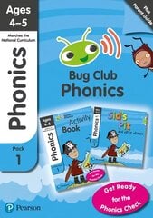 Phonics - Learn at Home Pack 1 (Bug Club), Phonics Sets 1-3 for ages 4-5 (Six stories plus Parent Guide plus Activity Book) cena un informācija | Grāmatas pusaudžiem un jauniešiem | 220.lv