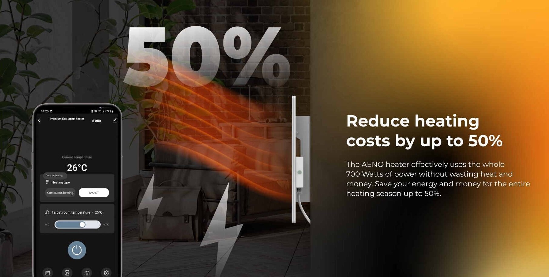 Infrasarkano staru - konvekcijas sildītājs Aeno Premium Eco Smart Black cena un informācija | Sildītāji | 220.lv