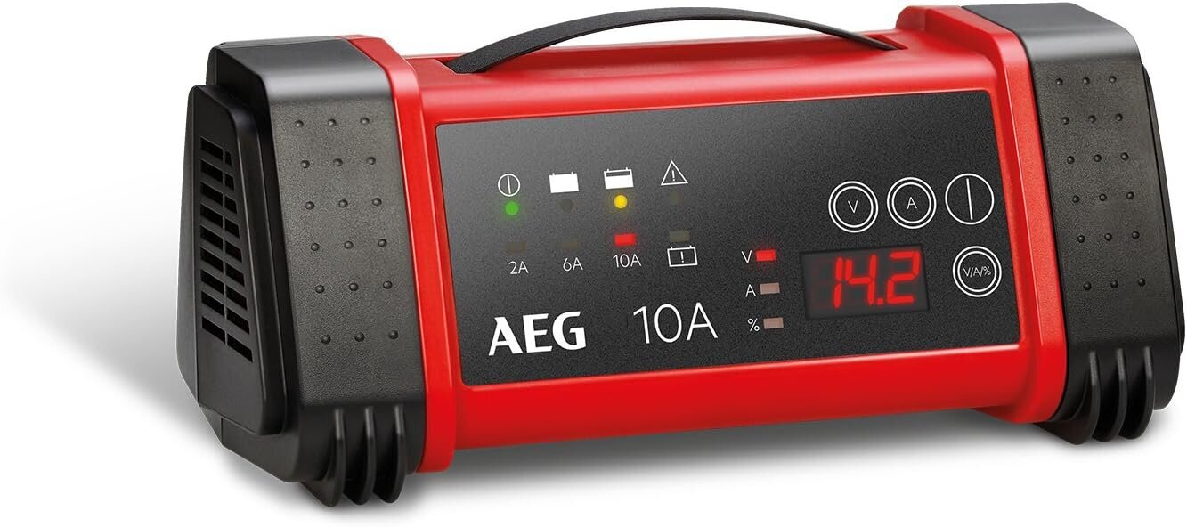 AEG automobiļu 97024 mikroprocesora akumulatora lādētājs LT 10 ampērs 12/24 V, 9 pakāpēm, barošanas avots, automātiska temperatūras kompensācija cena un informācija | Auto piederumi | 220.lv
