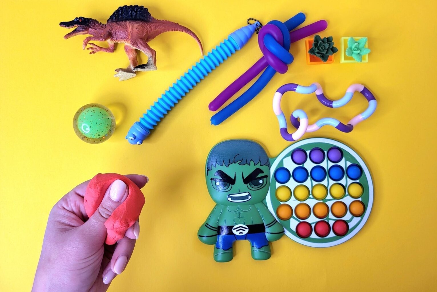 Rotaļlietu komplekts 3-7 g. bērniem, 10 gab. Hulk pop it, fidget sloksnes, čūska, dinozaurs, modelīns cena un informācija | Galda spēles | 220.lv