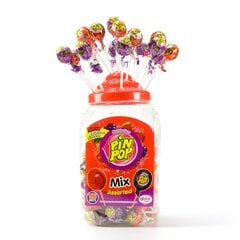 Lollipops ar košļājamo gumiju Pin Pop Assorted 100 gab. cena un informācija | Saldumi | 220.lv