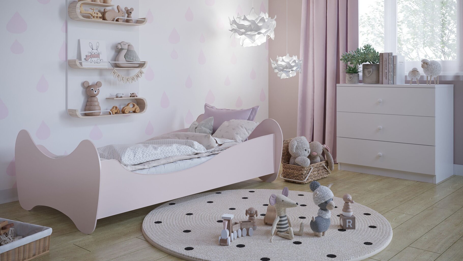 Bērnu gulta Kocot Kids Lilly, 160x80 cm, rozā cena un informācija | Bērnu gultas | 220.lv