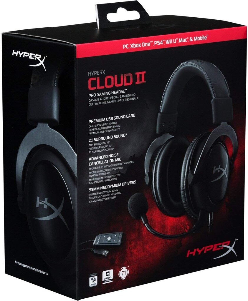 HyperX Cloud II Gun Metal Grey 7.1 цена и информация | Austiņas | 220.lv