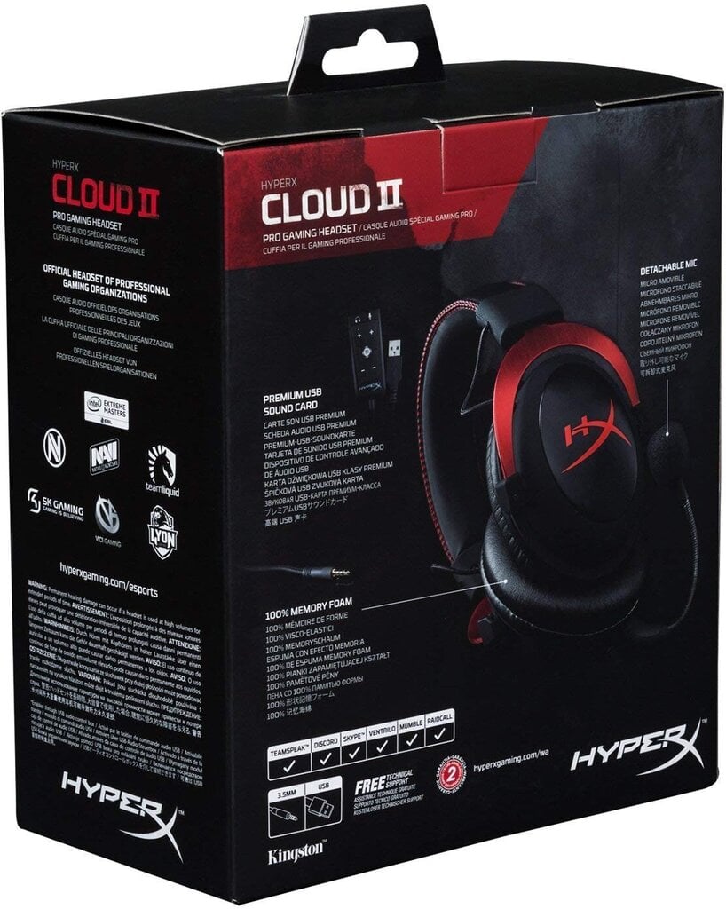 HyperX Cloud II Red 7.1 цена и информация | Austiņas | 220.lv
