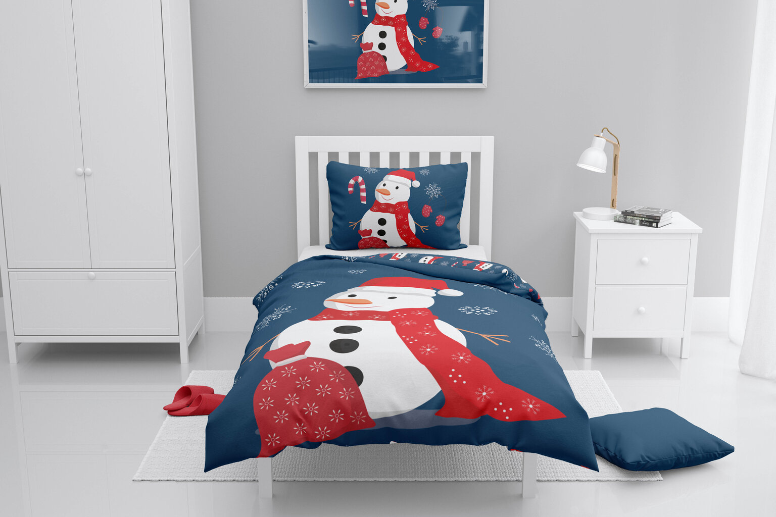 Bērnu Ziemassvētku divpusējs gultas veļas komplekts, 135x200, 2 daļu cena un informācija | Bērnu gultas veļa | 220.lv